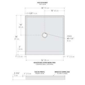 ADC36ST In-Line Square, Bases & Walls,Shower Base,2