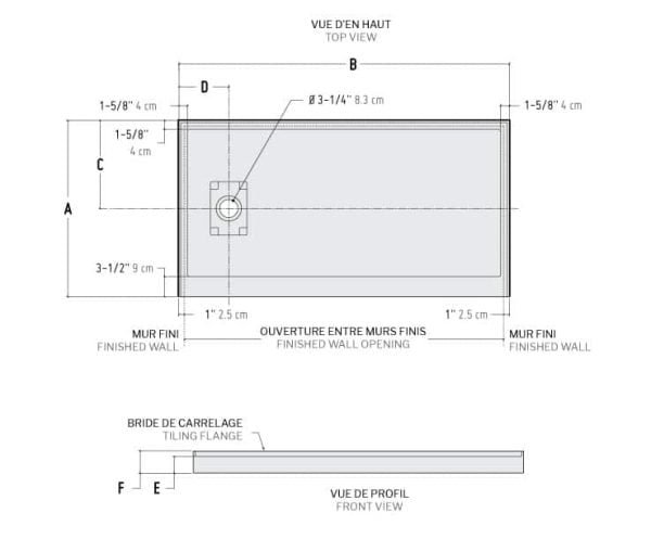 adt in line concealed side drain bases wallsshower base1