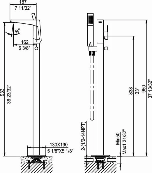 752223C FREESTANDING FAUCETS