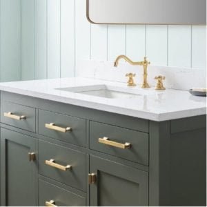 Single Bathroom Vanity with quartz closeup