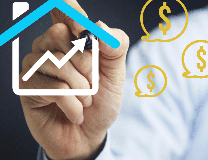 Businessperson drawing a growth chart, symbolizing a basement renovation contractor's financial progress.