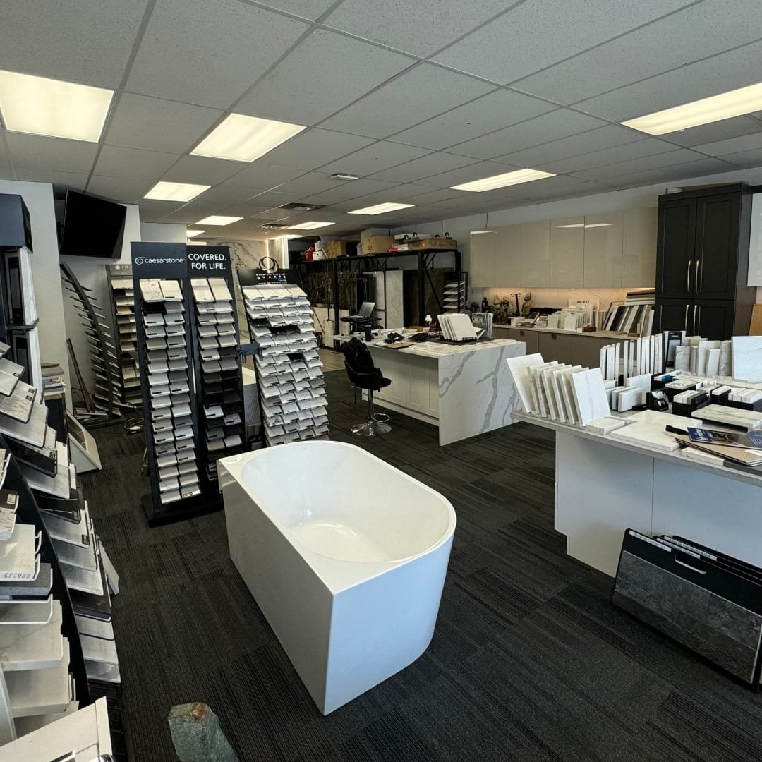 Kitchen and bath showroom in North Vancouver with countertops, cabinets, vanities and flooring