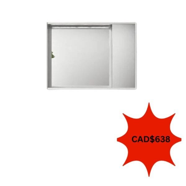 39-inch LED bathroom mirror with integrated storage and modern design, priced at CAD$638.